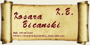 Kosara Bičanski vizit kartica
